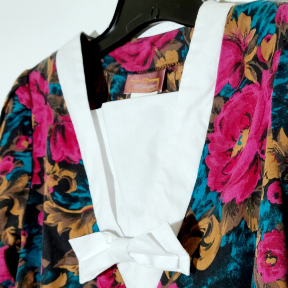 Vintage 1980s Multicolor Floral Worthington Church Dress Size 2 Petite - Picture 3 of 8